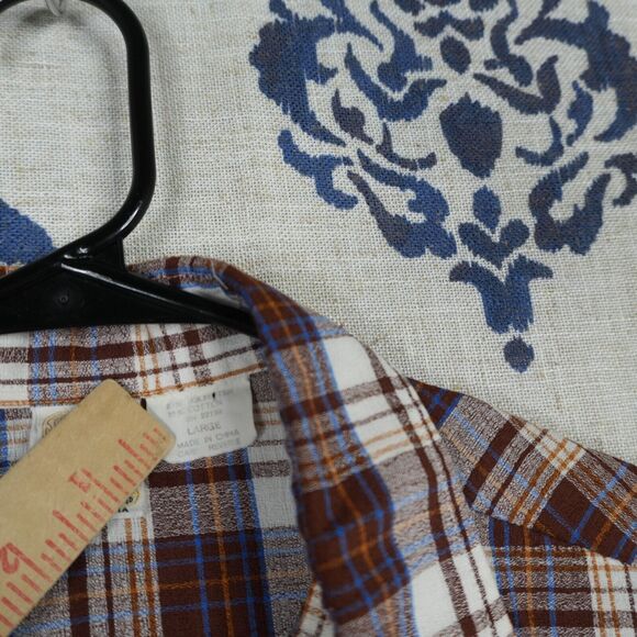 Vintage Kennington California Mens L Shirt Plaid Button Up Western Brown - Picture 3 of 4